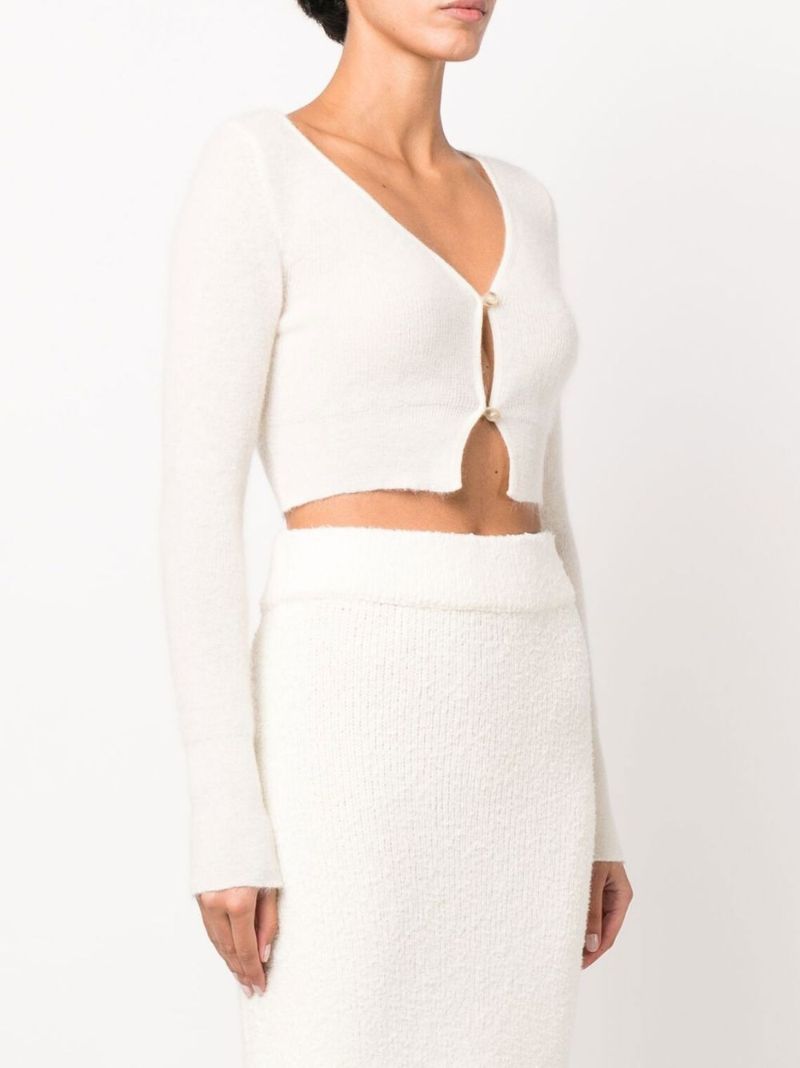 White Le Cardigan Alzou Cropped Cardigan