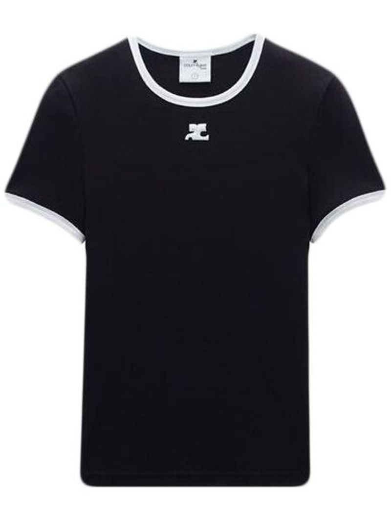 Black Contrast Cotton T-shirt