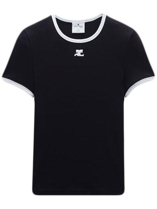Black Contrast Cotton T-shirt