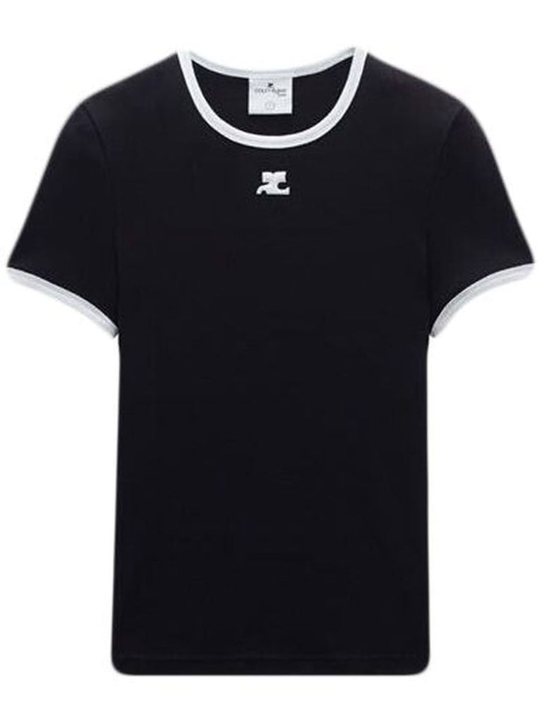 Black Contrast Cotton T-shirt