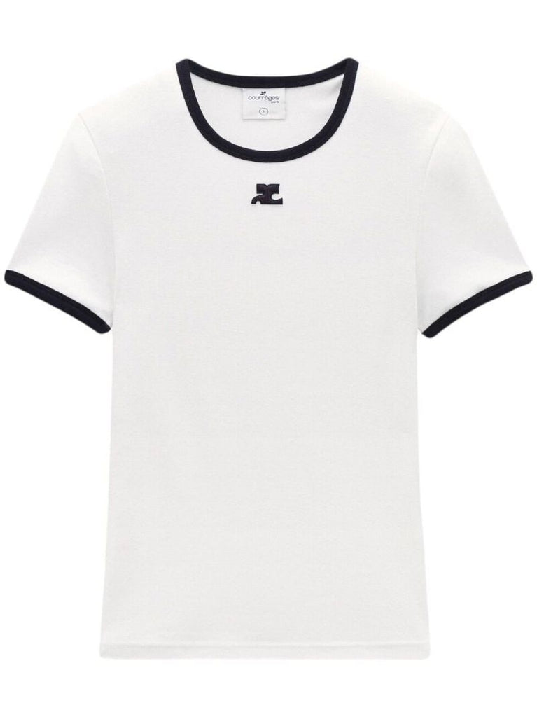 White Contrast Cotton T-shirt