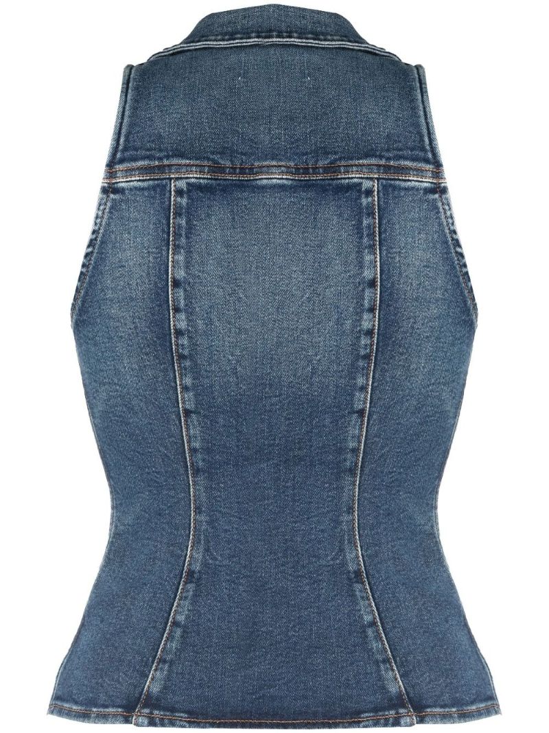 Blue Sleeveless Button-up Denim Waistcoat