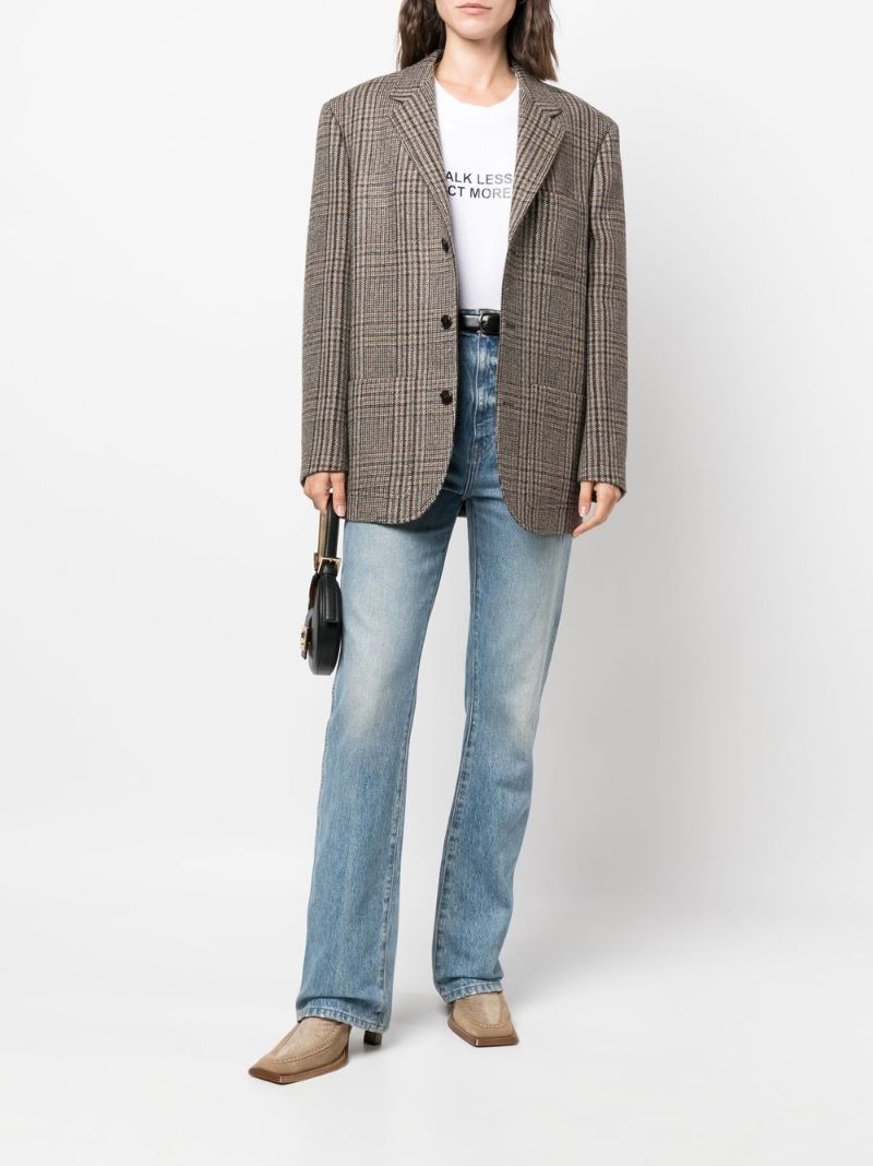 Brown Check Pattern Blazer