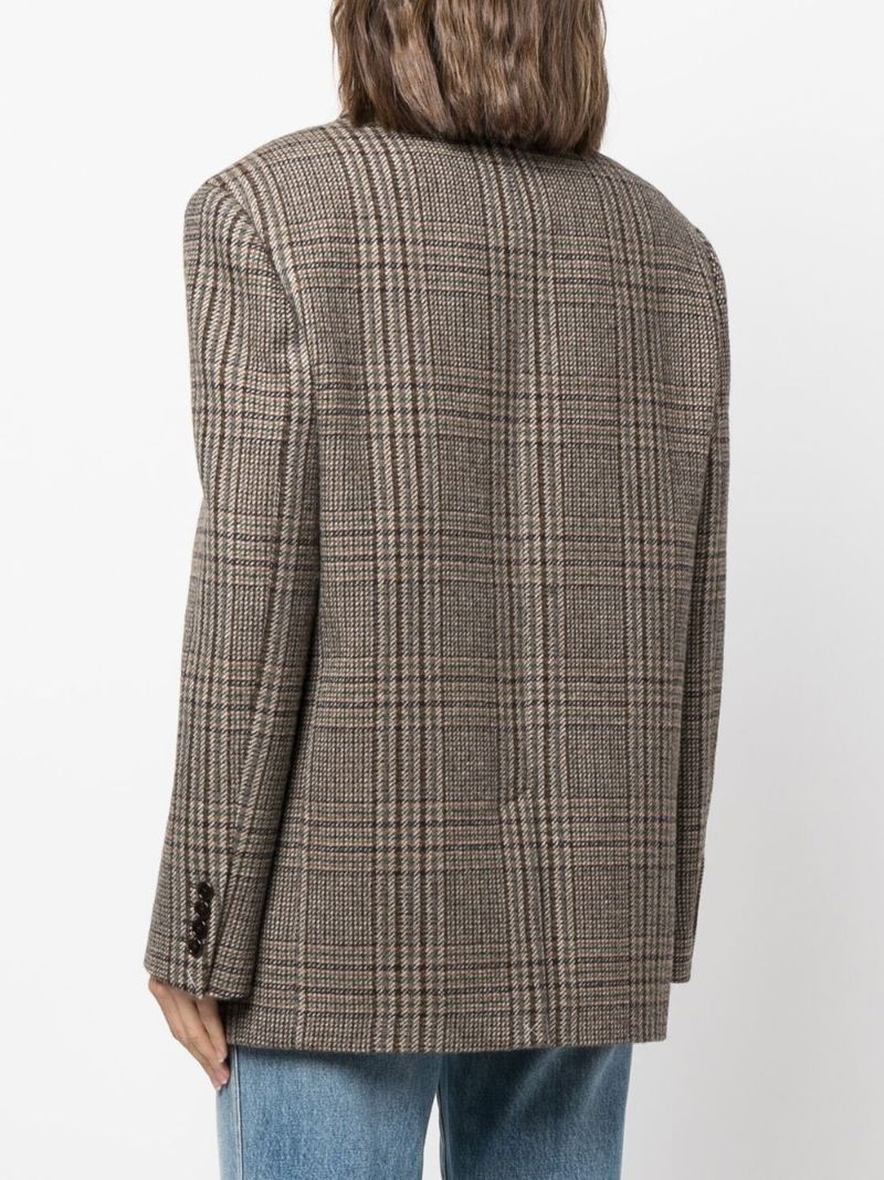 Brown Check Pattern Blazer