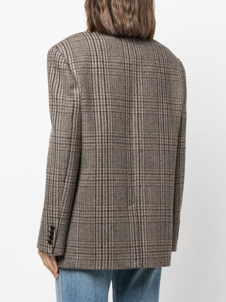 Brown Check Pattern Blazer