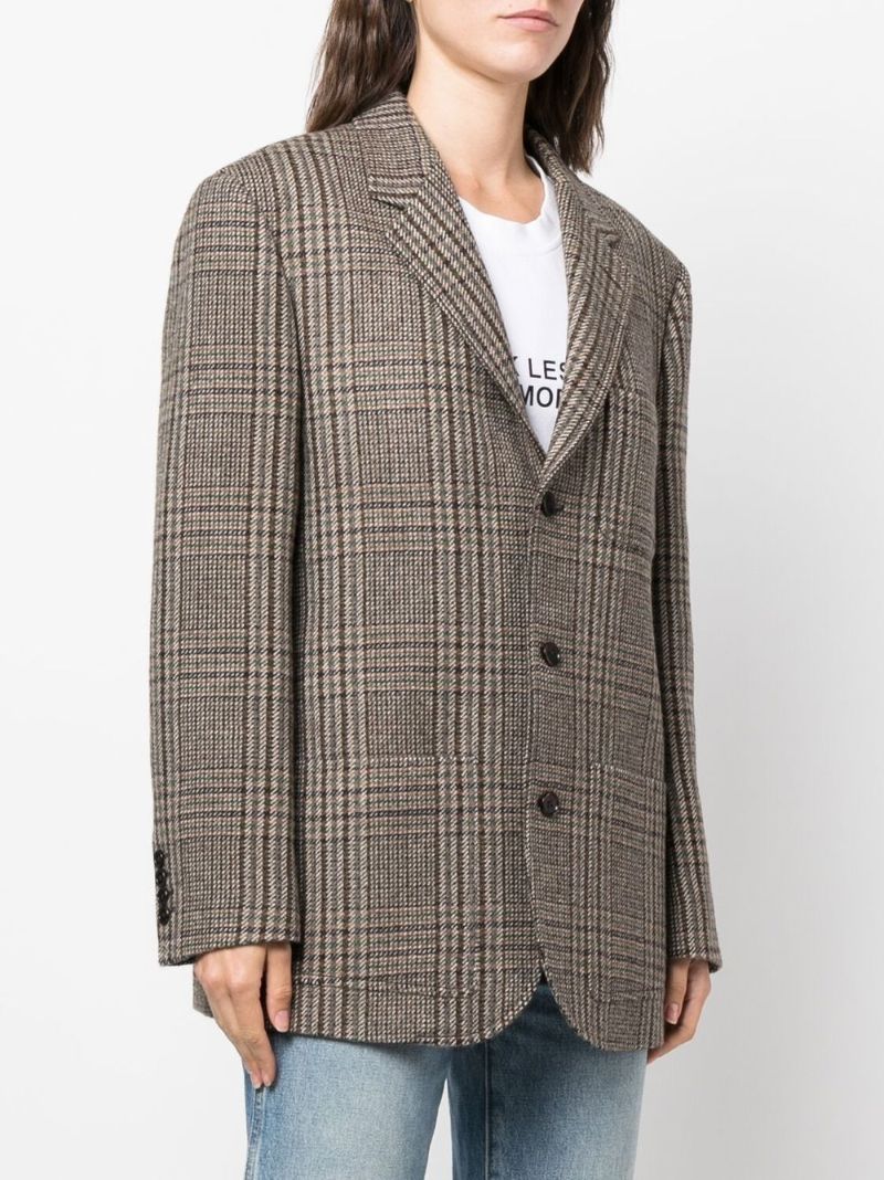 Brown Check Pattern Blazer