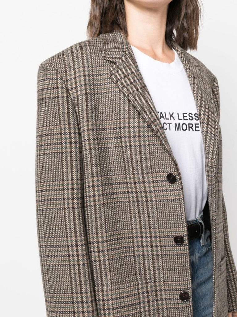 Brown Check Pattern Blazer