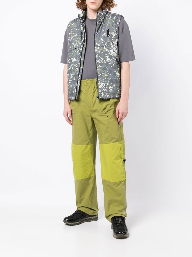 Green Contrast Panel Cargo Trousers