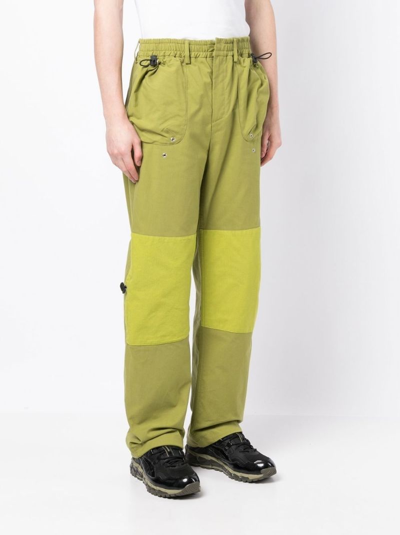 Green Contrast Panel Cargo Trousers