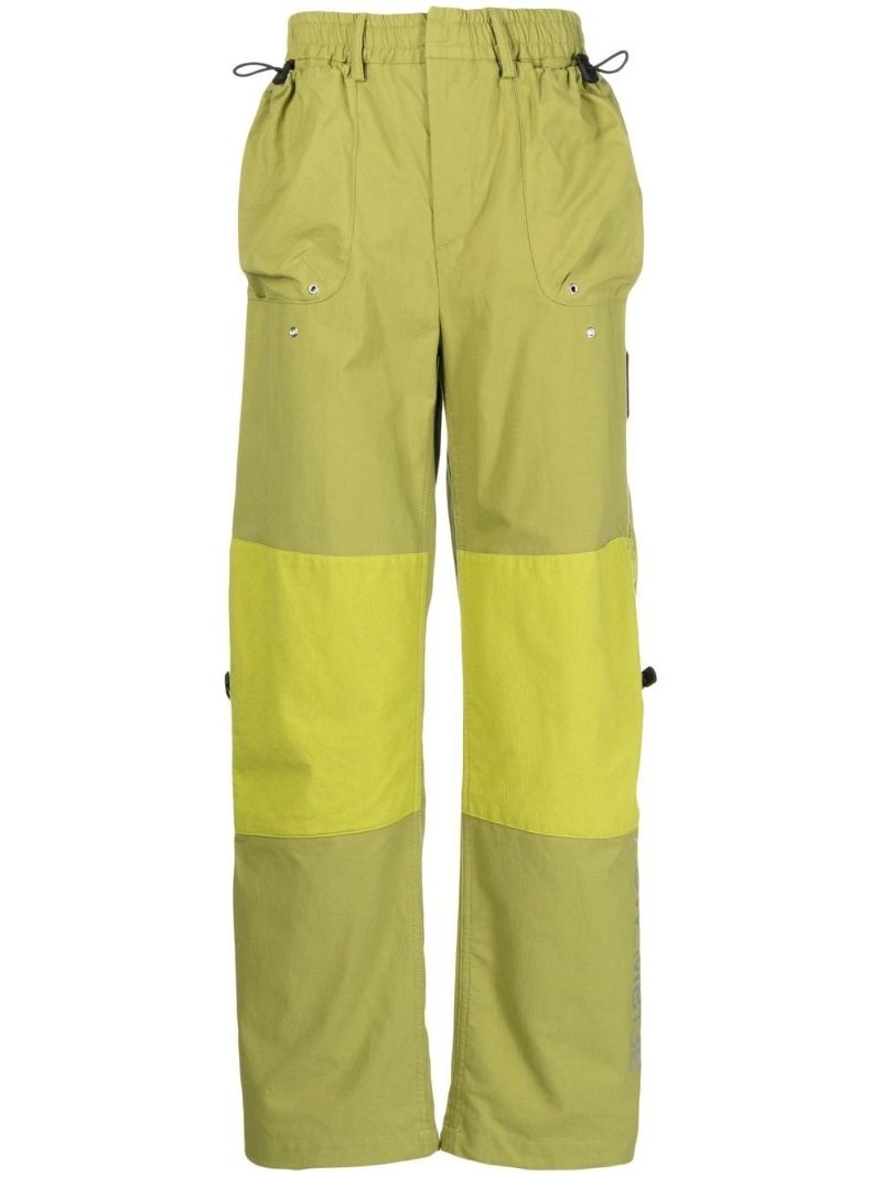 Green Contrast Panel Cargo Trousers
