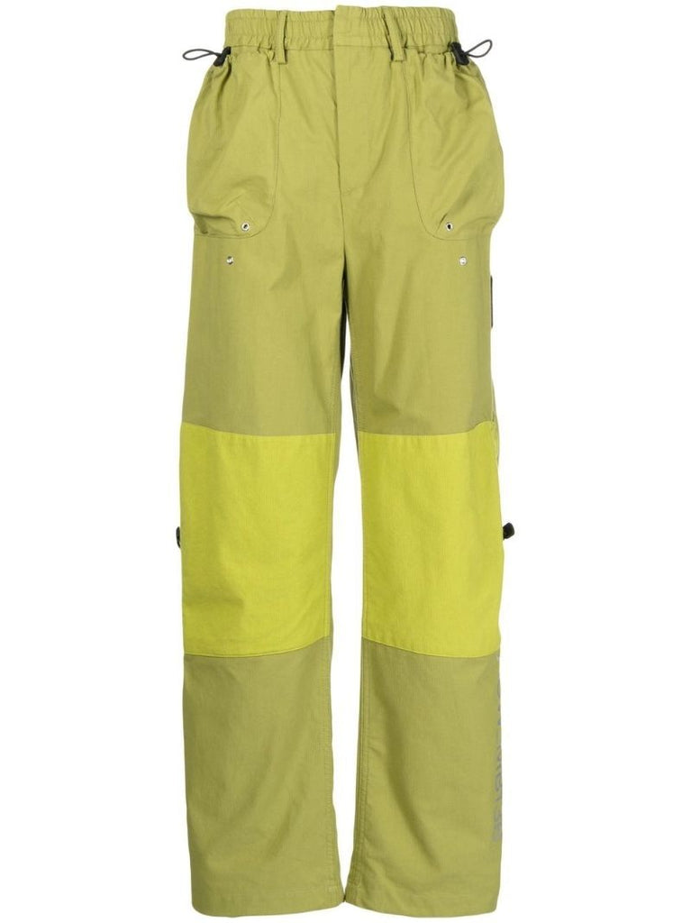 Green Contrast Panel Cargo Trousers