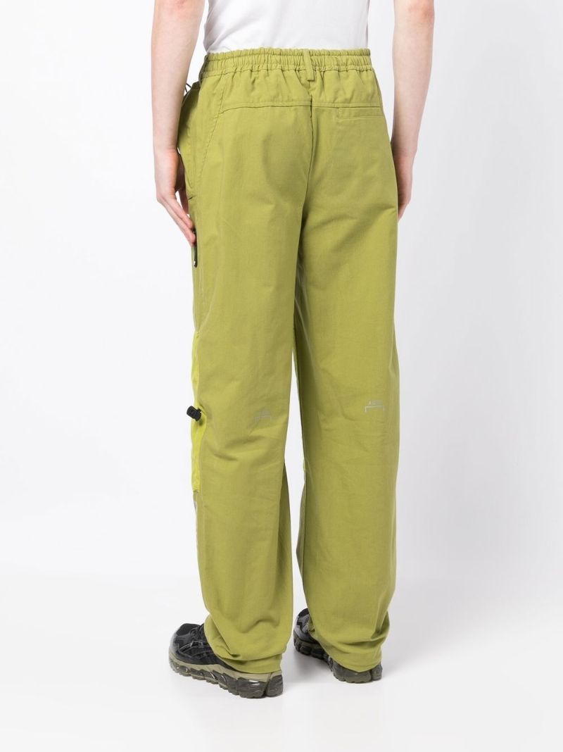 Green Contrast Panel Cargo Trousers
