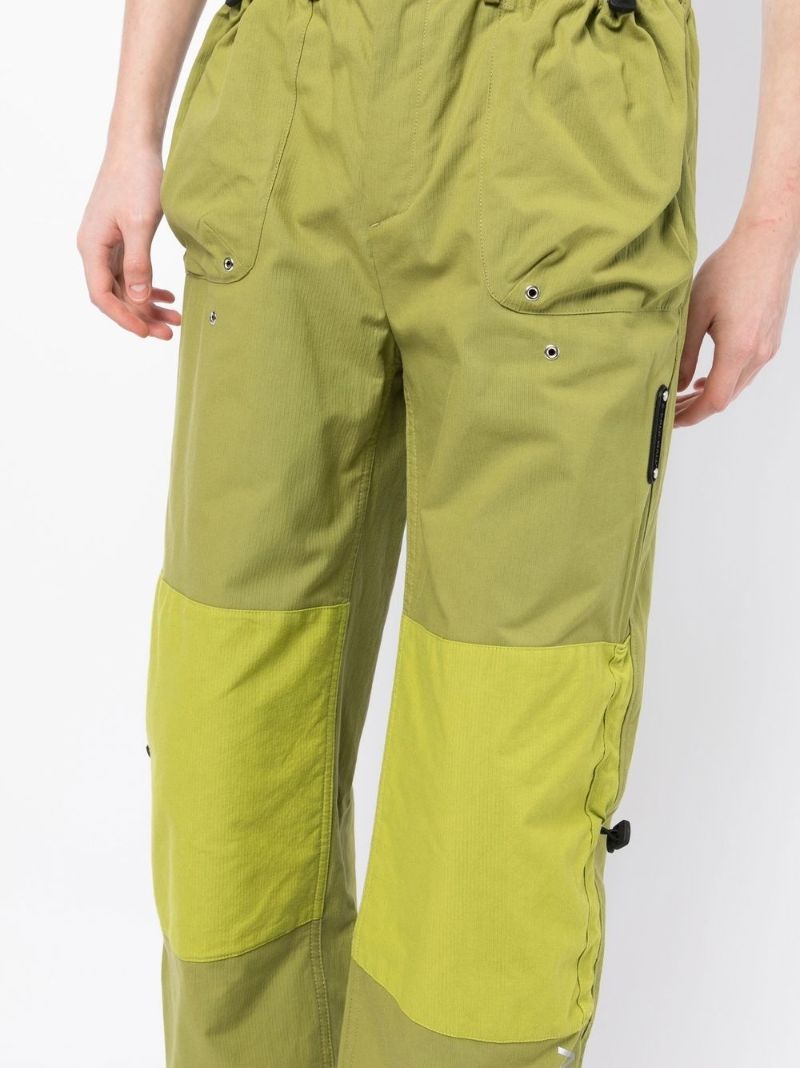 Green Contrast Panel Cargo Trousers