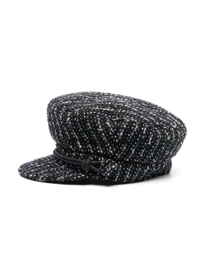 Black New Abby Tweed Baker Boy Hat