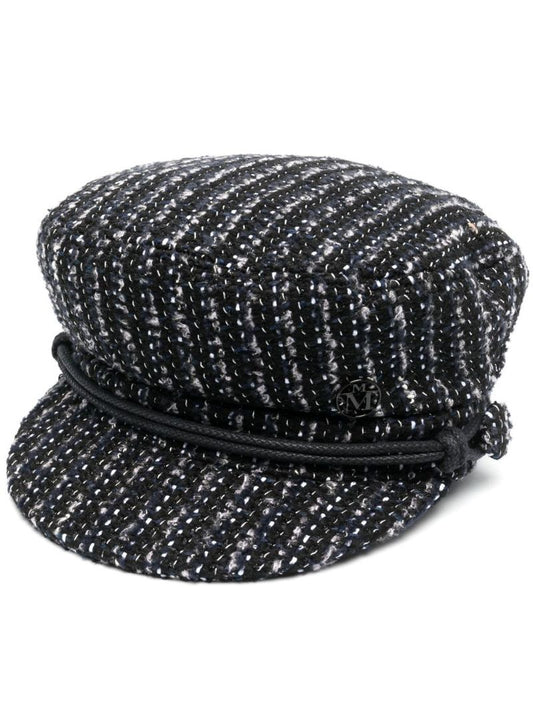 Black New Abby Tweed Baker Boy Hat