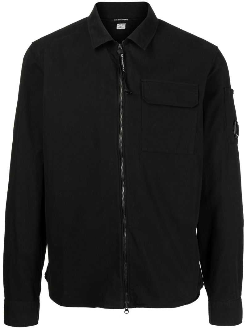 Black Cotton Gabardine Overshirt