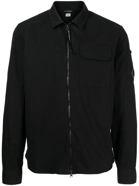 Black Cotton Gabardine Overshirt