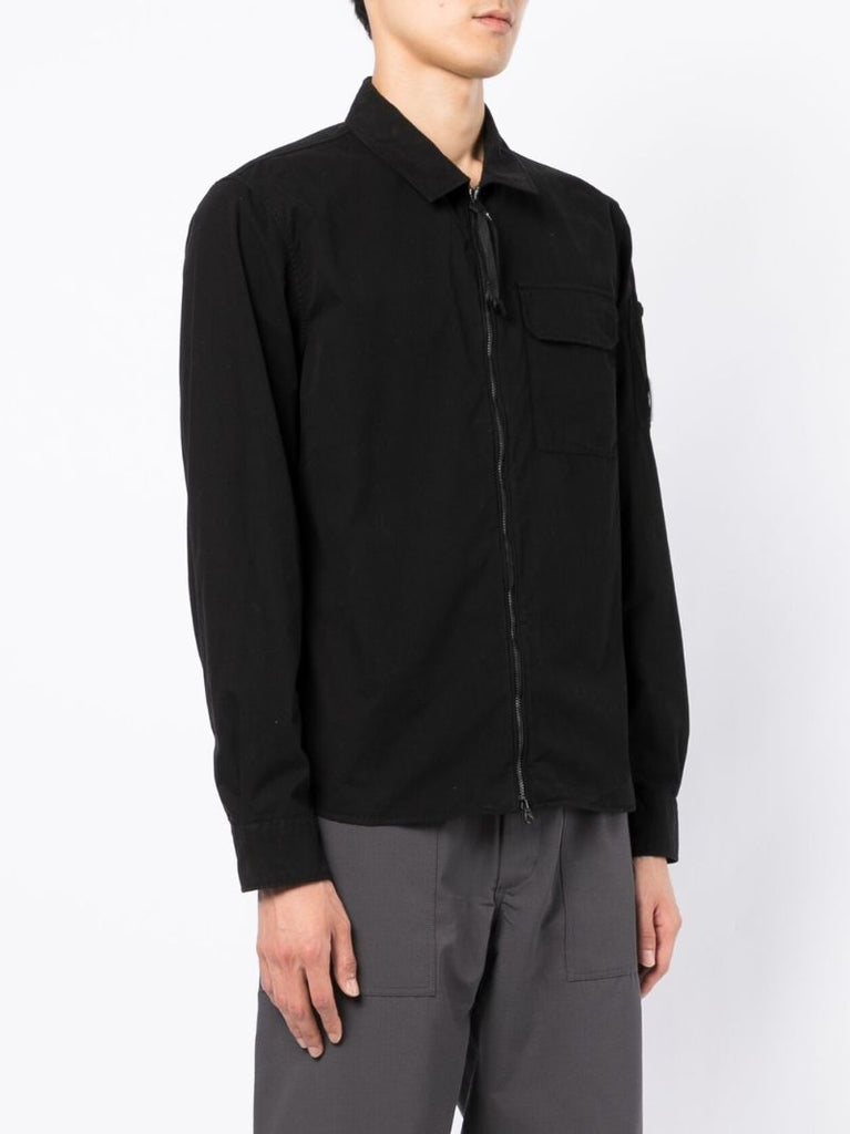 Black Cotton Gabardine Overshirt