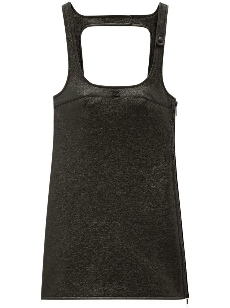 Black Trapeze Vinyl Mini Dress