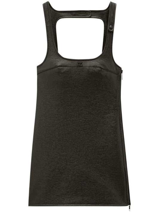 Black Trapeze Vinyl Mini Dress