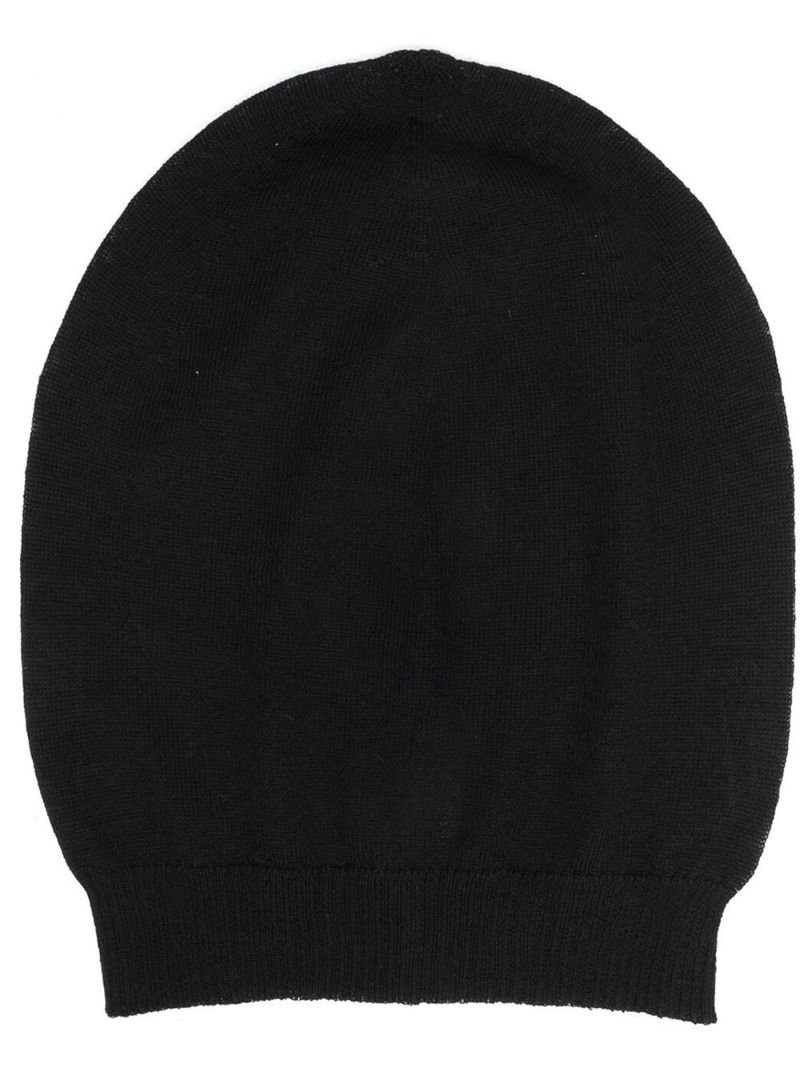 Black Wool Knit Beanie Hat