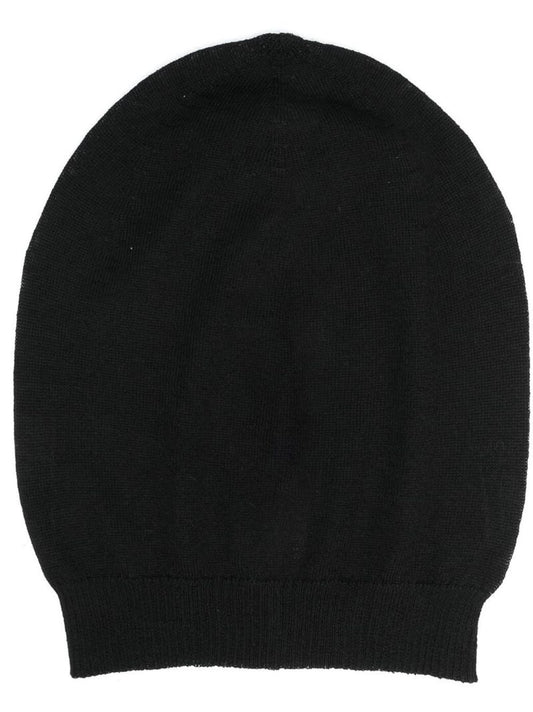 Black Wool Knit Beanie Hat