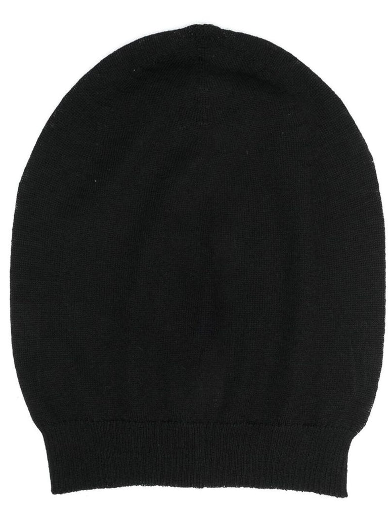 Black Wool Knit Beanie Hat