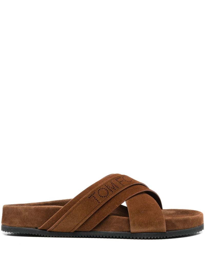 Brown Wicklow Logo Suede Sandals