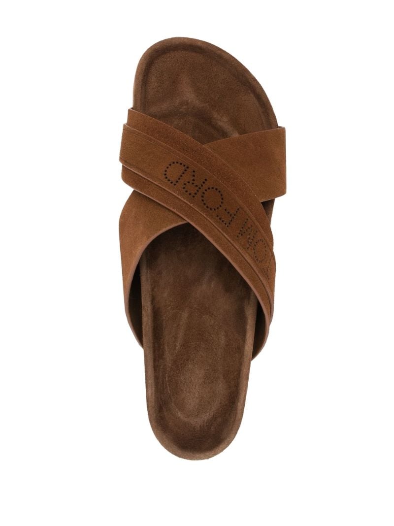 Brown Wicklow Logo Suede Sandals