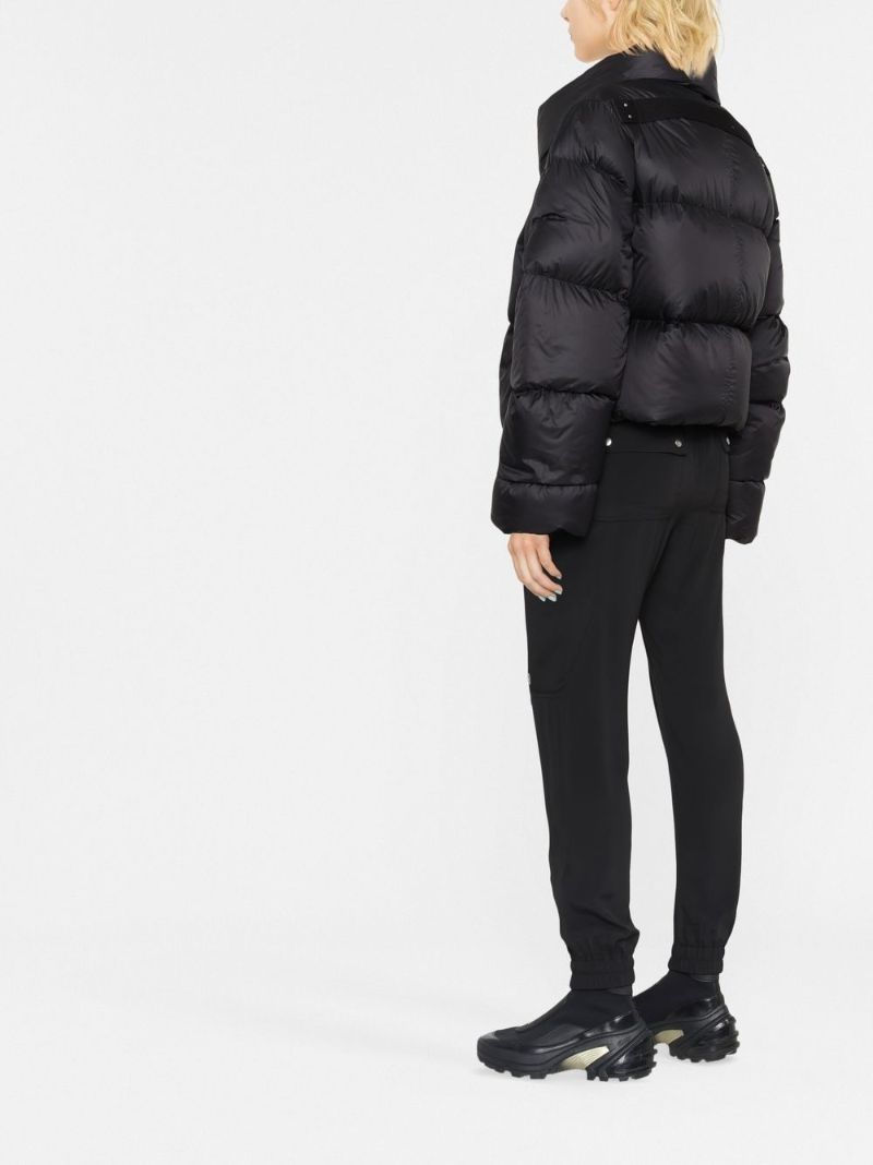 Black Funnel Neck Cropped Puffer Jacket