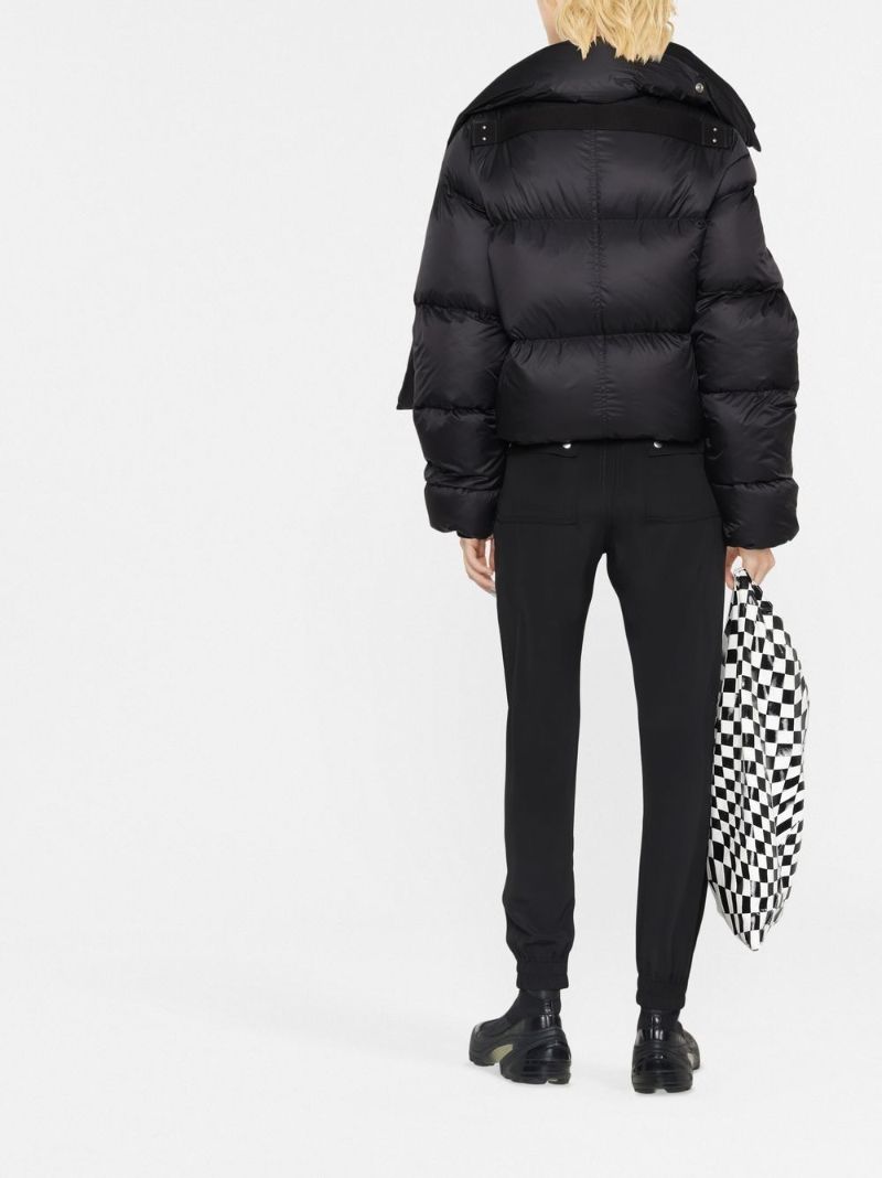 Black Funnel Neck Cropped Puffer Jacket