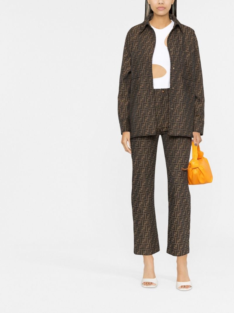 Brown Ff Logo Cropped Trousers