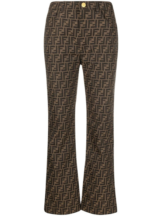 Brown Ff Logo Cropped Trousers