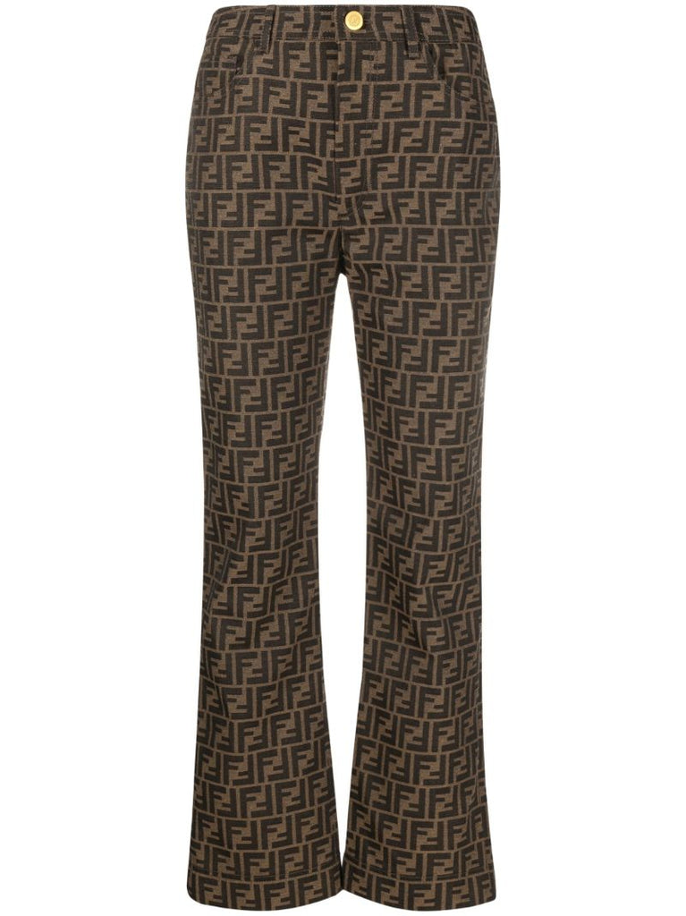 Brown Ff Logo Cropped Trousers