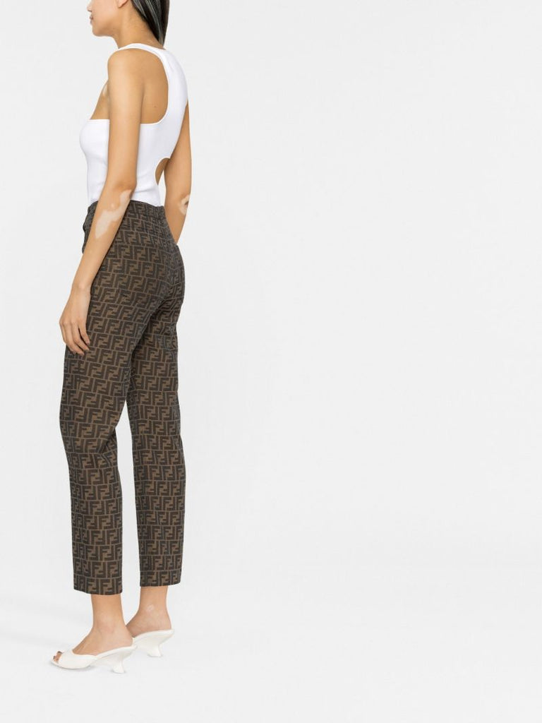 Brown Ff Logo Cropped Trousers