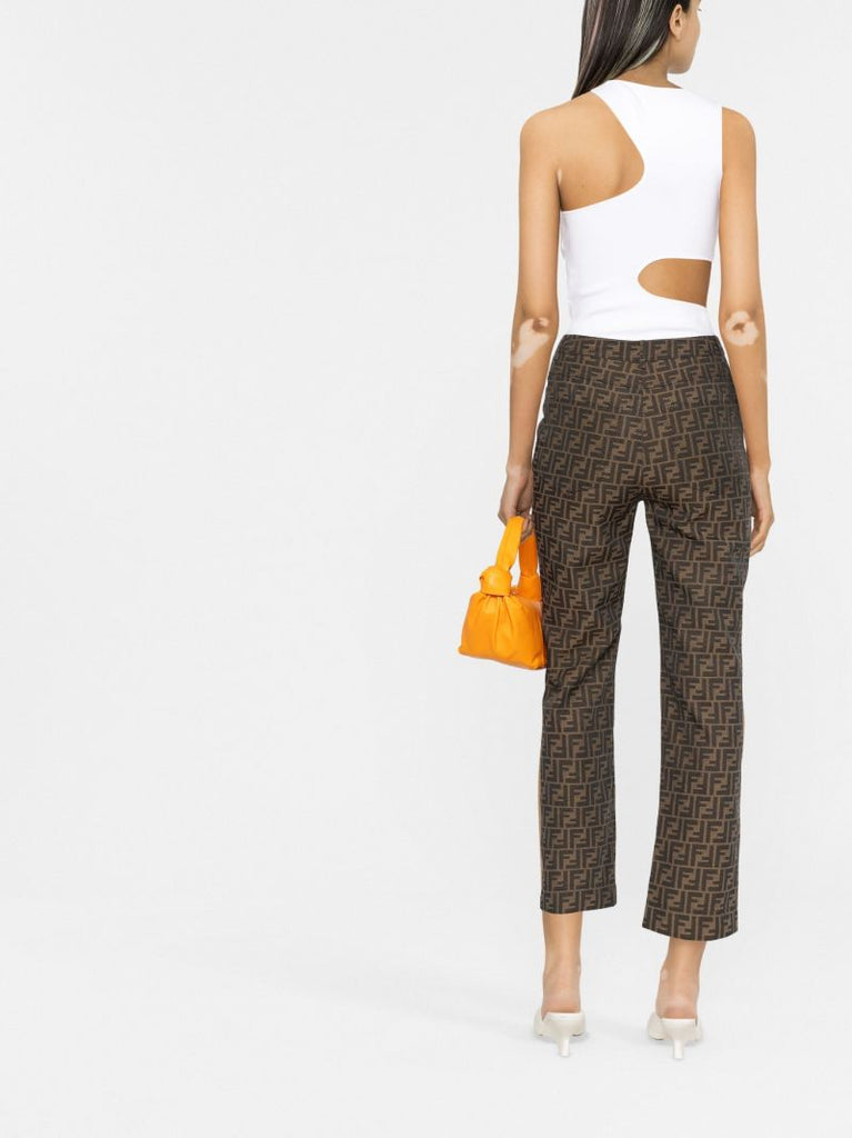 Brown Ff Logo Cropped Trousers
