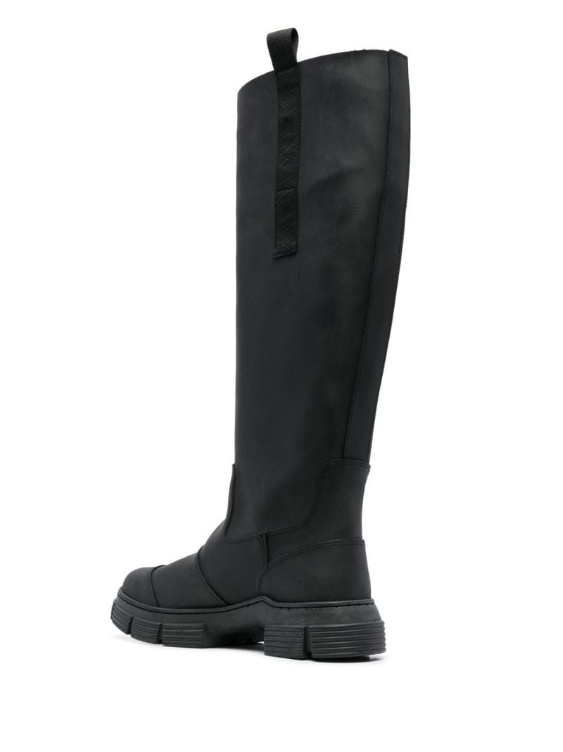 Black Rubber Knee-high Boots