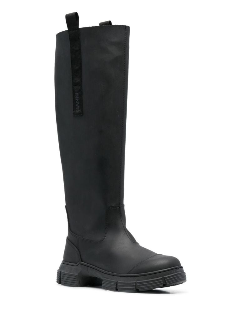 Black Rubber Knee-high Boots