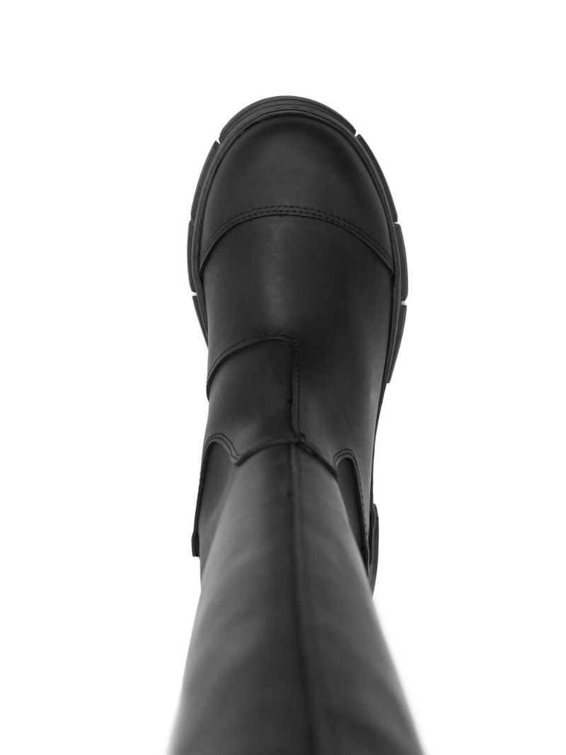Black Rubber Knee-high Boots