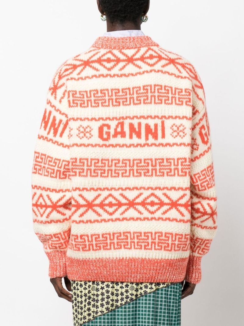 Orange Intarsia Logo Wool Jumper