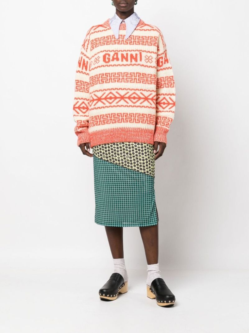 Orange Intarsia Logo Wool Jumper