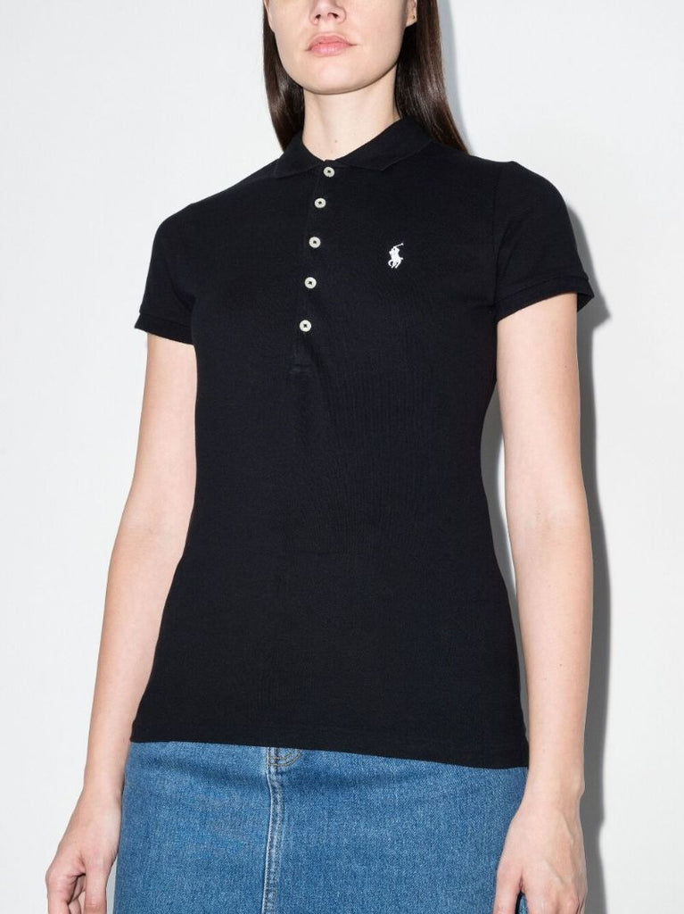 Black Polo Pony Cotton Polo Shirt