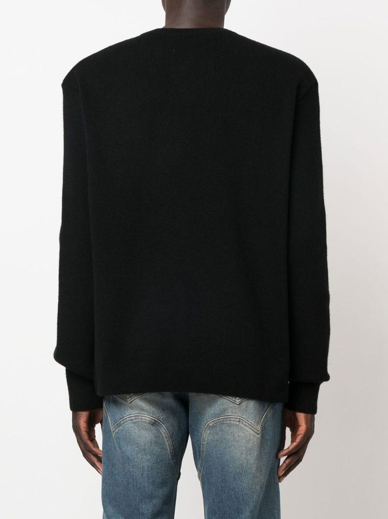 Black Fox Head Patch Wool Sweater