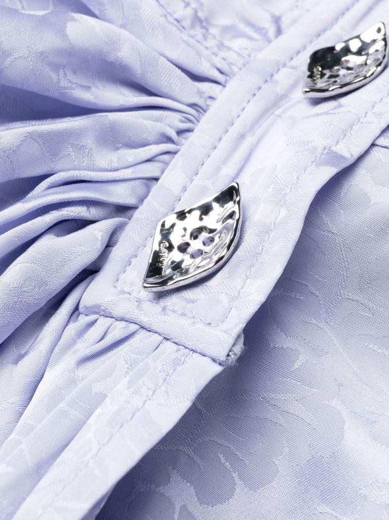 Blue Diamond Shaped Button Wrap Dress