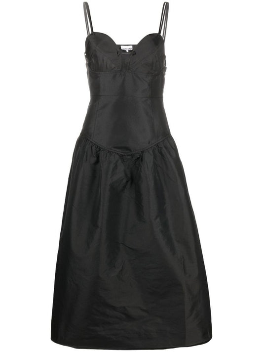 Black Sweetheart Neck Midi Dress
