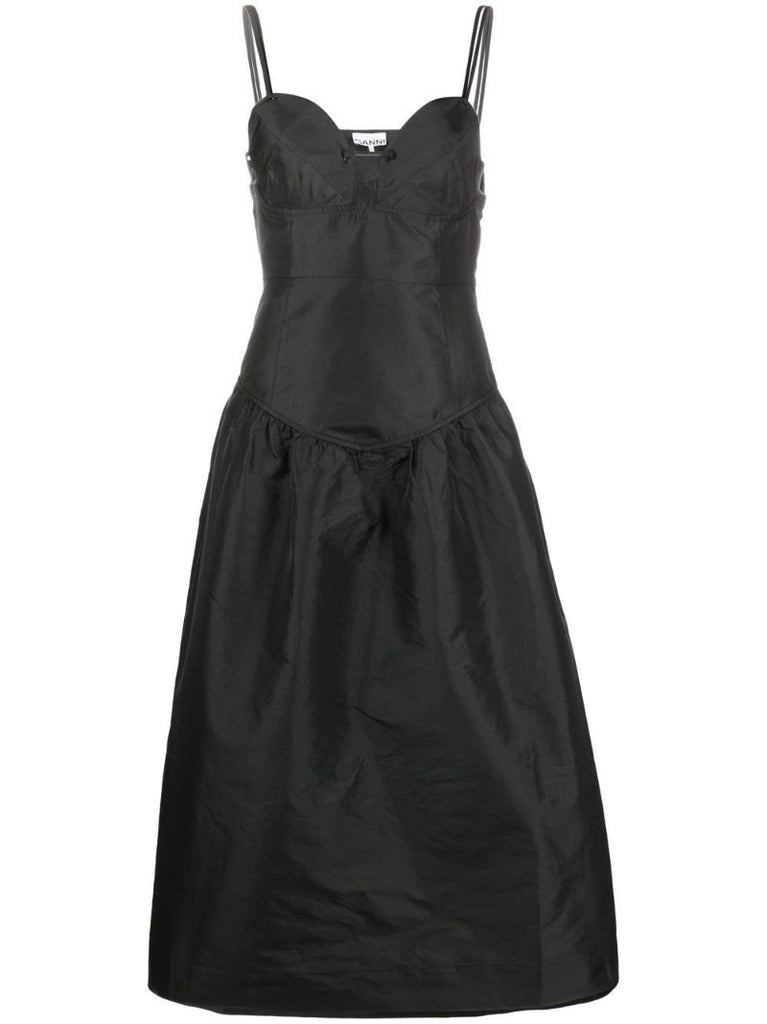 Black Sweetheart Neck Midi Dress
