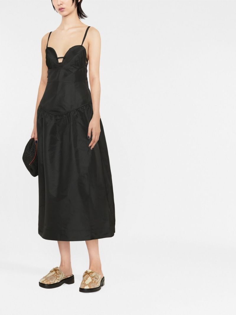 Black Sweetheart Neck Midi Dress