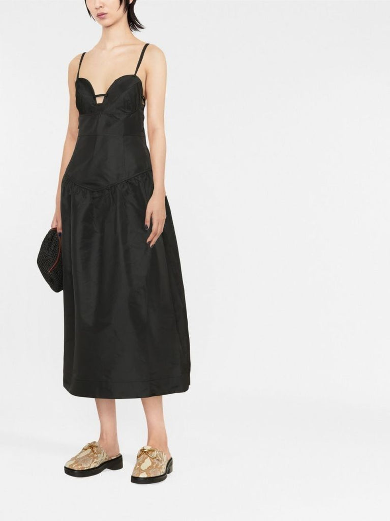 Black Sweetheart Neck Midi Dress