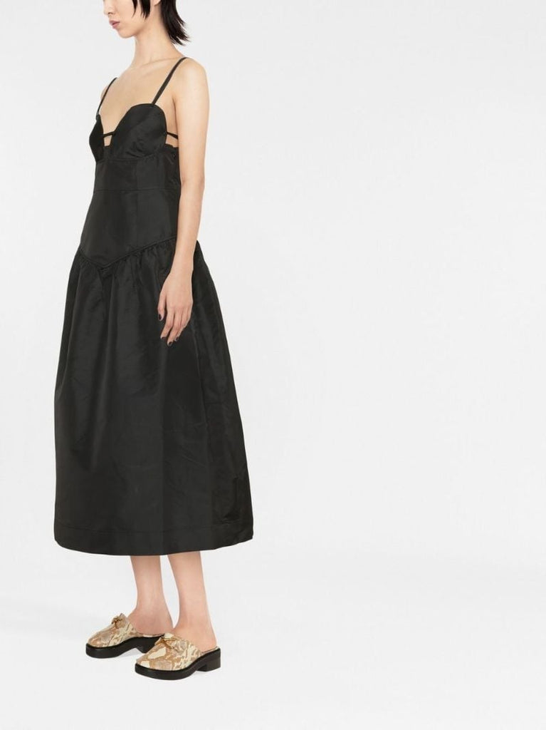 Black Sweetheart Neck Midi Dress
