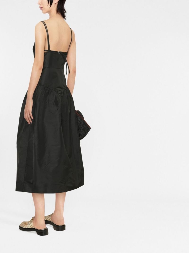 Black Sweetheart Neck Midi Dress